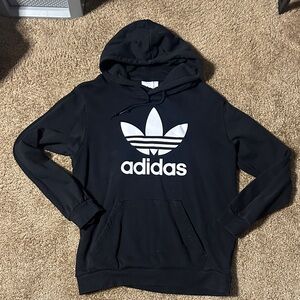 Adidas Black Hoodie with White Trefoil Logo
